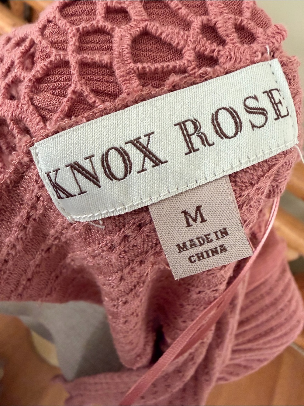 Knox Rose Mauve Crochet Back Boho Tunic Top Size Medium - Picture 7 of 8
